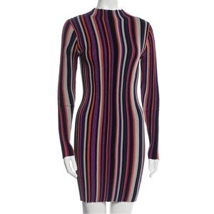 Ronny Kobo striped mock-neck minidress.